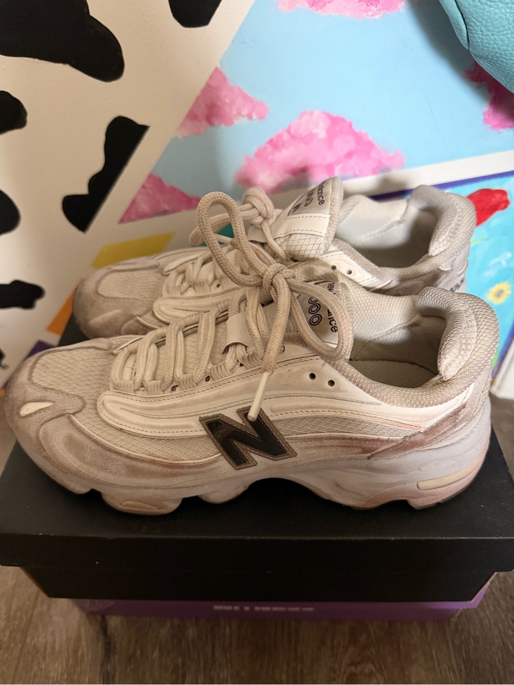 New Balance Kids Beige and White Cushioned Sneakers